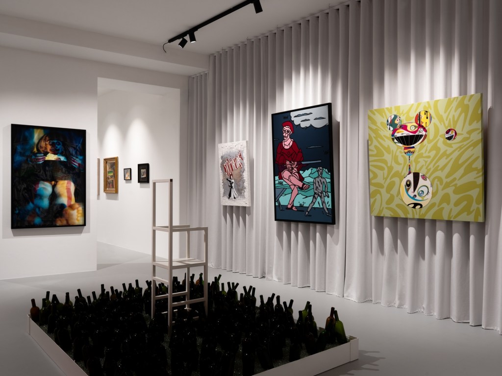 Installation view of the exhibition AUDACI. Dalle avanguardie storiche agli artisti mascherati, l’arte del libero pensiero, held at 21Gallery in Padua in 2025. Photograph by Giacomo Bianco.