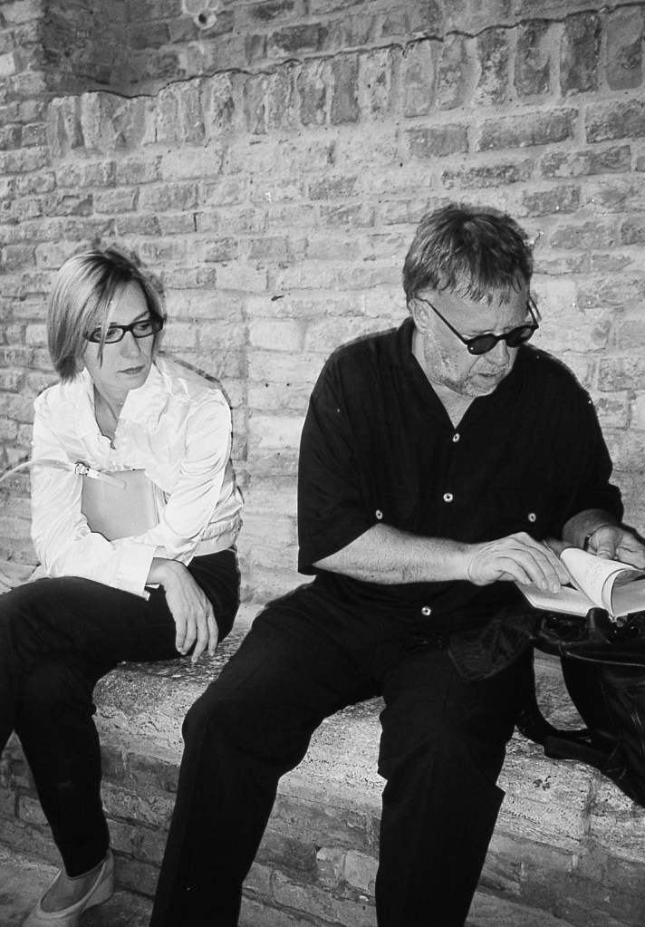 Portrait of Olafur Eliasson, Tobias Rehberger and Angela Vettese at Casole d’Elsa © Associazione Arte Continua 