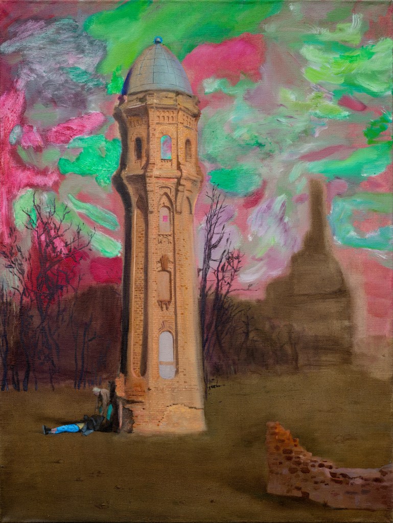 Oil painting Nightfall by Bogdan Koshevoy, 2024, evoking twilight through layered brushwork on linen, 80 × 60 cm.