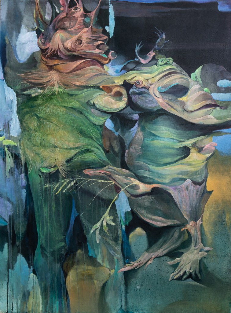 River Bank Night Scene (2024) by Daria Dmytrenko, oil on canvas, 160 by 120 cm. Courtesy of the artist.