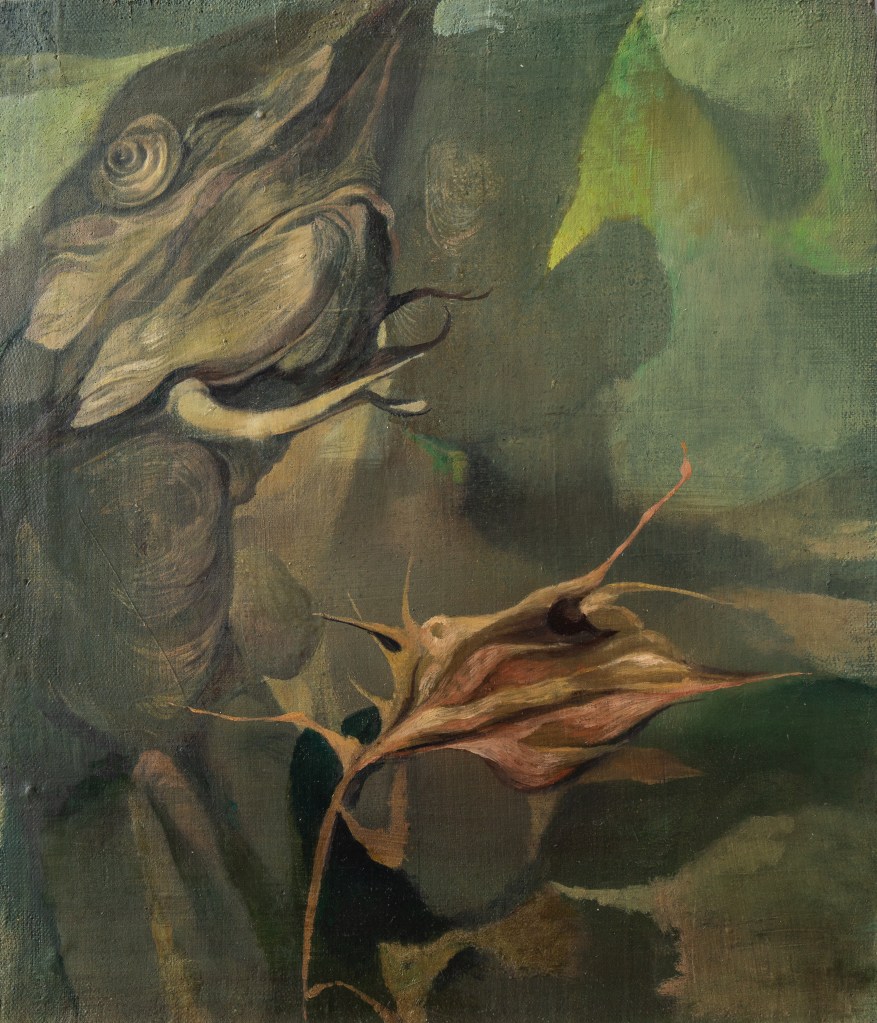 Swamp Bottom (2024) by Daria Dmytrenko, oil on canvas, 36 by 31 cm. Courtesy of the artist.