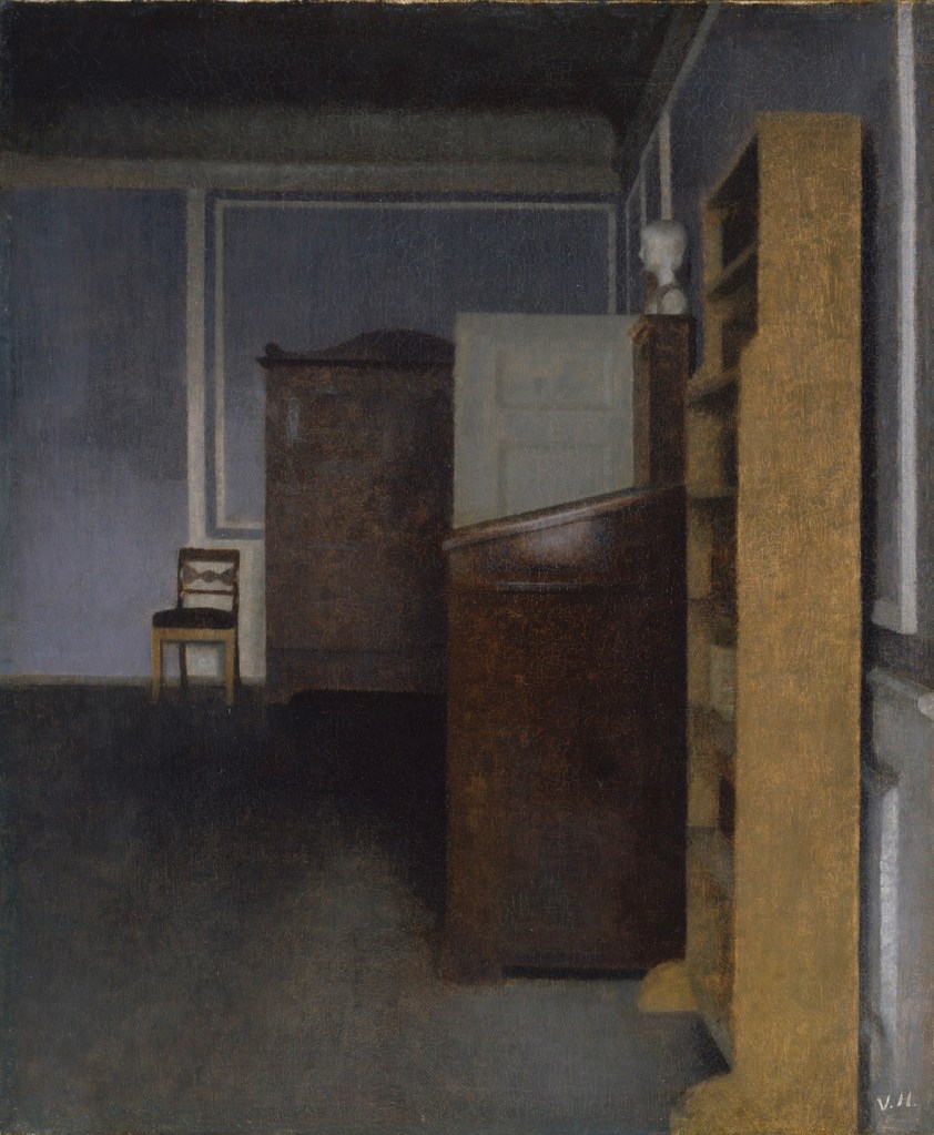Interno. Strandgade 30, 1905–1909, by Vilhelm Hammershøi. A serene Copenhagen apartment interior, displayed at the Hamburger Kunsthalle, Hamburg