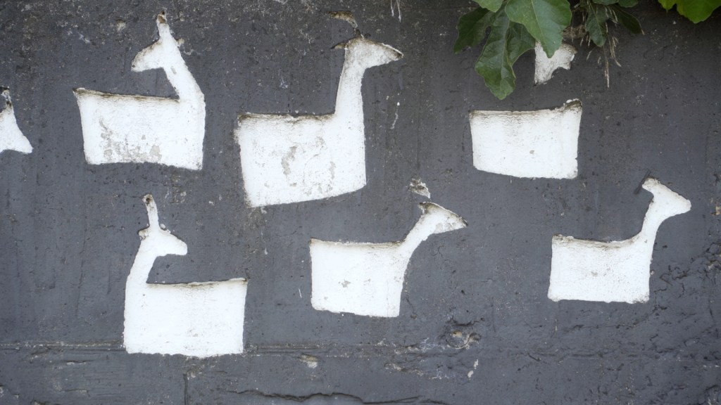 Detail of Pastorello mattiniero con capretta (2005) by Maria Lai, part of the open-air museum in Ulassai. Photo © LAGALLA 23 productions 2020.