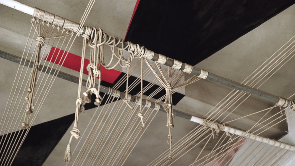 Maria Lai, Telaio-soffitto (1982), installation at the open-air museum in Ulassai. Photo © LAGALLA 23 productions 2020