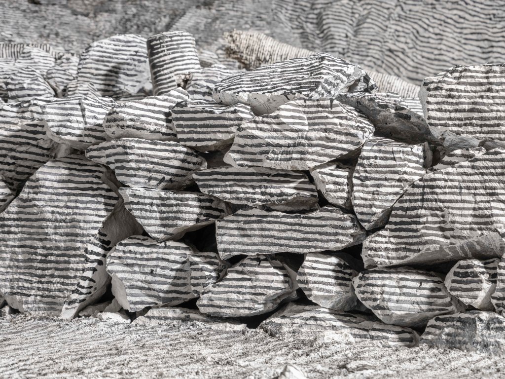 Detail view of Landscape Painting (Mine) by Julius Von Bismarck, installation view in Dossena, 2025. Photo by Nicola Gnesi Studio.