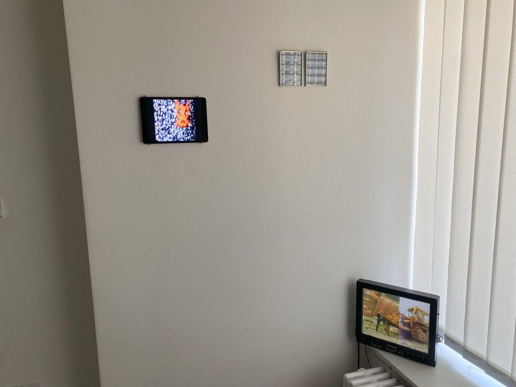 Like Bread and Water – Installation view at In The Mountains, Berlin 2025, featuring artworks displayed in a bright exhibition space.