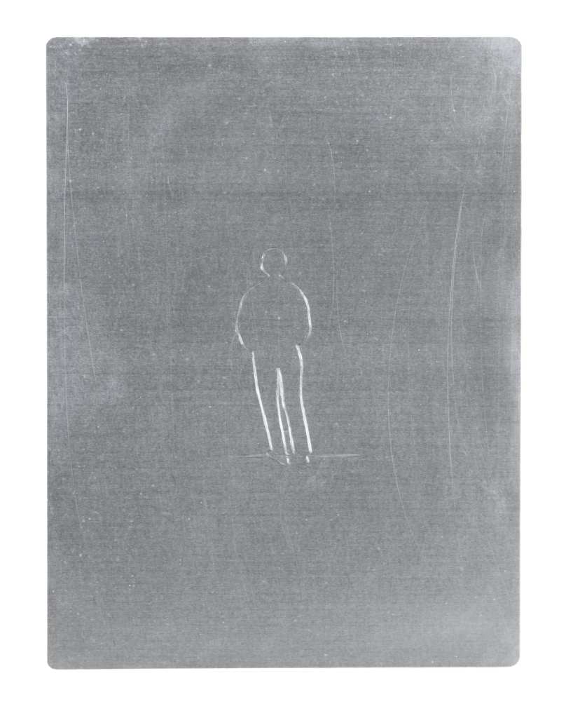 Luccica segreto (Movement II in six parts) (2025), a series of six zinc etchings, each measuring 15 × 20 cm. Courtesy of Fondazione Bevilacqua La Masa