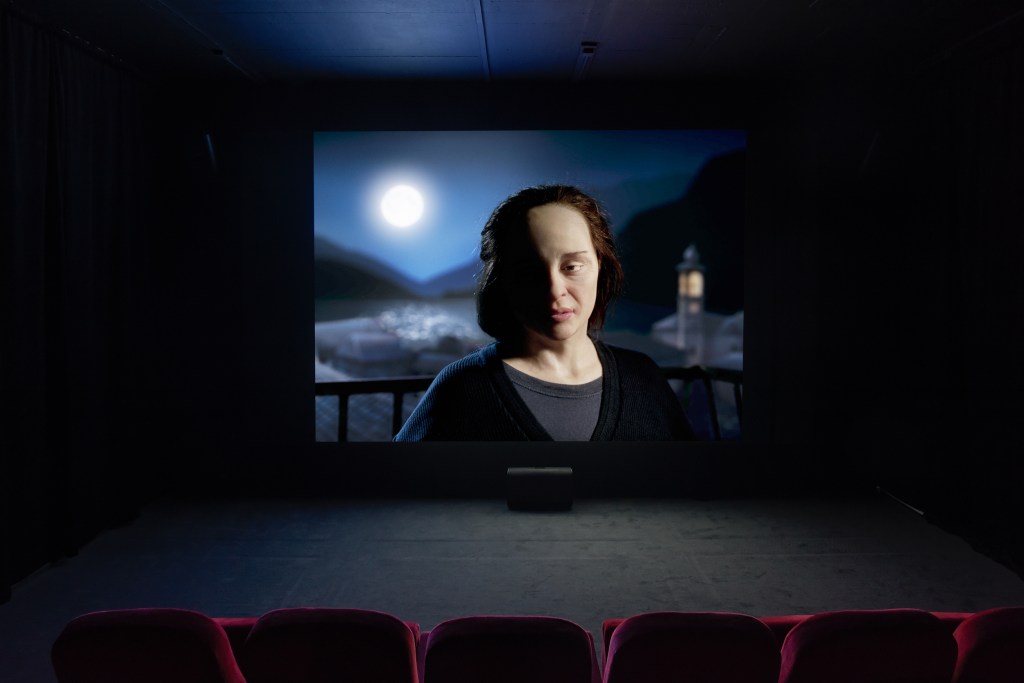 Installation view of A Cosmic Movie Camera, Biennale de l’Image en Mouvement 2024, at Centre d’Art Contemporain Genève. Photo by Mathilda Olmi © Centre d’Art contemporain Genève.