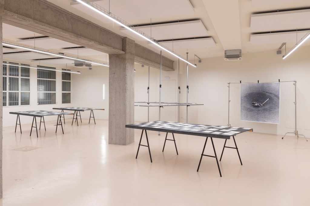 Exhibition view of Il metro e la terra by Tommaso Pandolfi, SanSecondo, Milan, 2024. Curated by Filippo Perfetti. Photo by Giovanni Galanello.