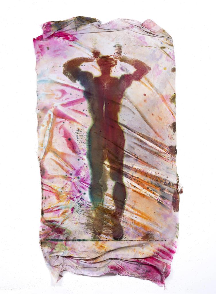 Sheppherd of Buried Cloth (2021–2024) by Kyle Meyer, a large piece made of hand-dyed cotton fabric in rich colors.