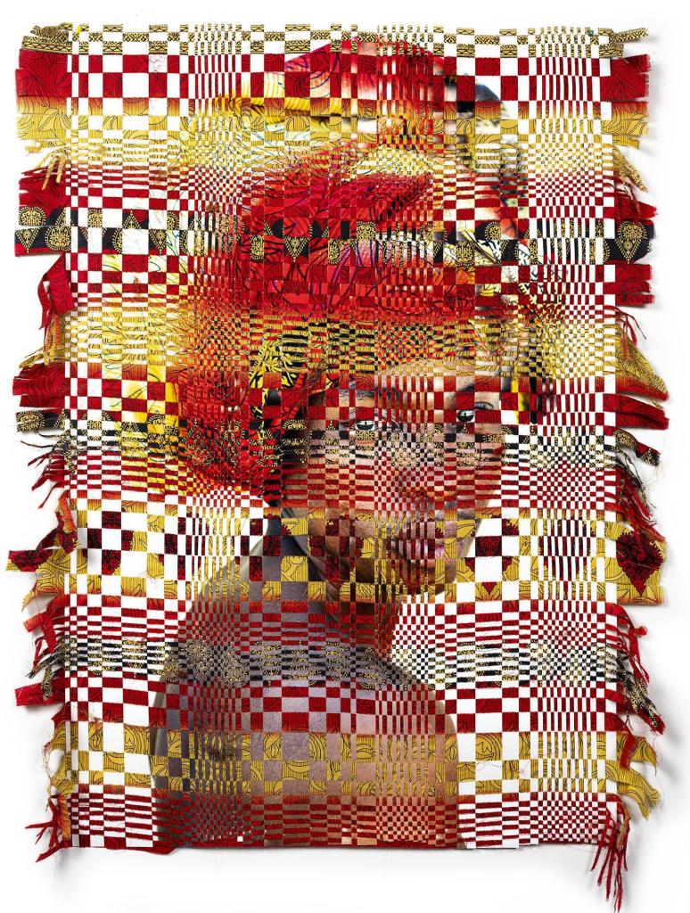 Artwork from Kyle Meyer’s Interwoven series, titled Unidentified 131a (2021), featuring woven dyed fabric in layered geometric textures.