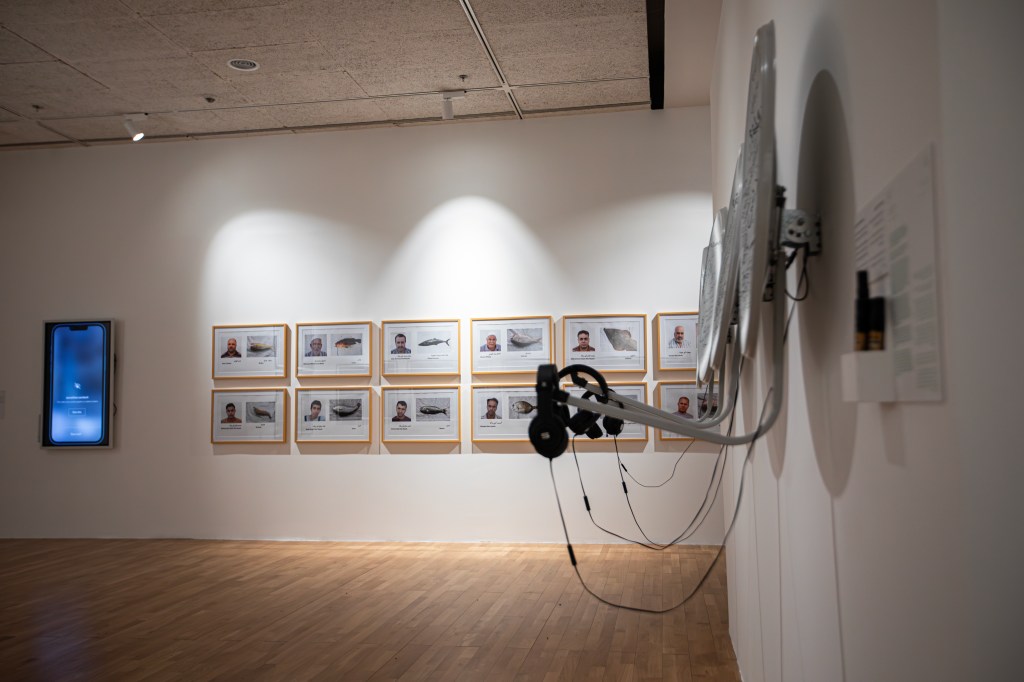 Installation view of I Shall Carve the Sun’s Words in Ramallah on 5 April 2025, showing artworks displayed within a gallery setting. Courtesy A.M. Qattan Foundation
