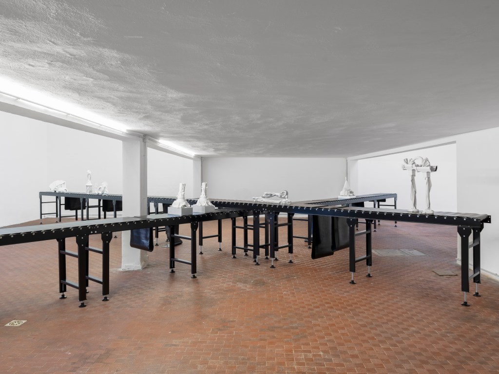 Installation view of Jack O’Brien’s A Formality (2025) at Ordet, showing sculptural and spatial elements arranged within the gallery. Photo by Nicola Gnesi