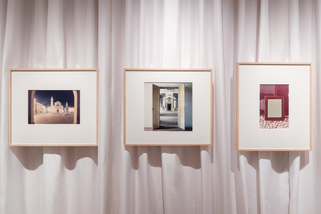 Exhibition view of “Disapparire” at Fondazione Querini Stampalia, Venice, featuring works by Antonio Corradini and Luigi Ghirri.