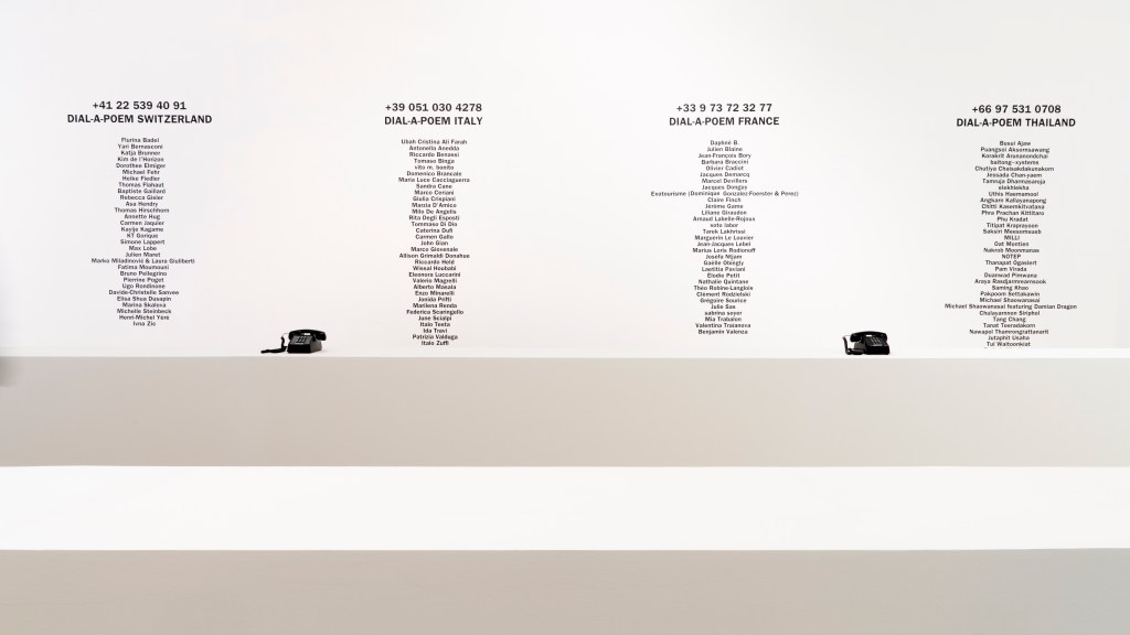 Installation view of the exhibition John Giorno: The Performative Word in the Sala delle Ciminiere at MAMbo – Museo d'Arte Moderna di Bologna.