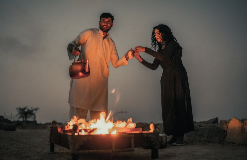 Performance by Moza Almatrooshi developed from The Agriculture School project during the exhibition On Foraging at 421 Arts Campus, created in collaboration with artist Nahla Al Tabbaa