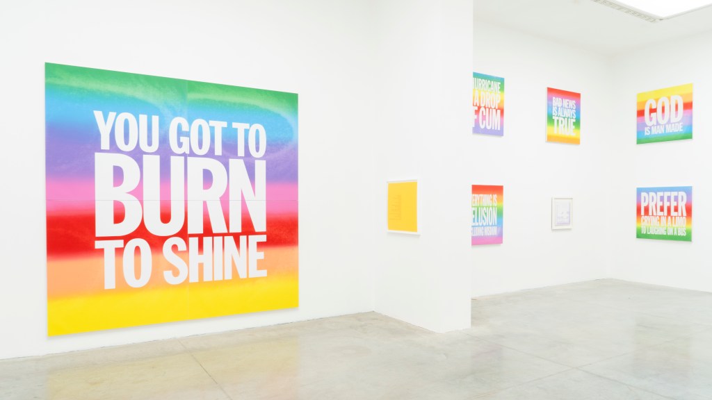 Installation view of the exhibition John Giorno: The Performative Word in the Sala delle Ciminiere at MAMbo – Museo d'Arte Moderna di Bologna.