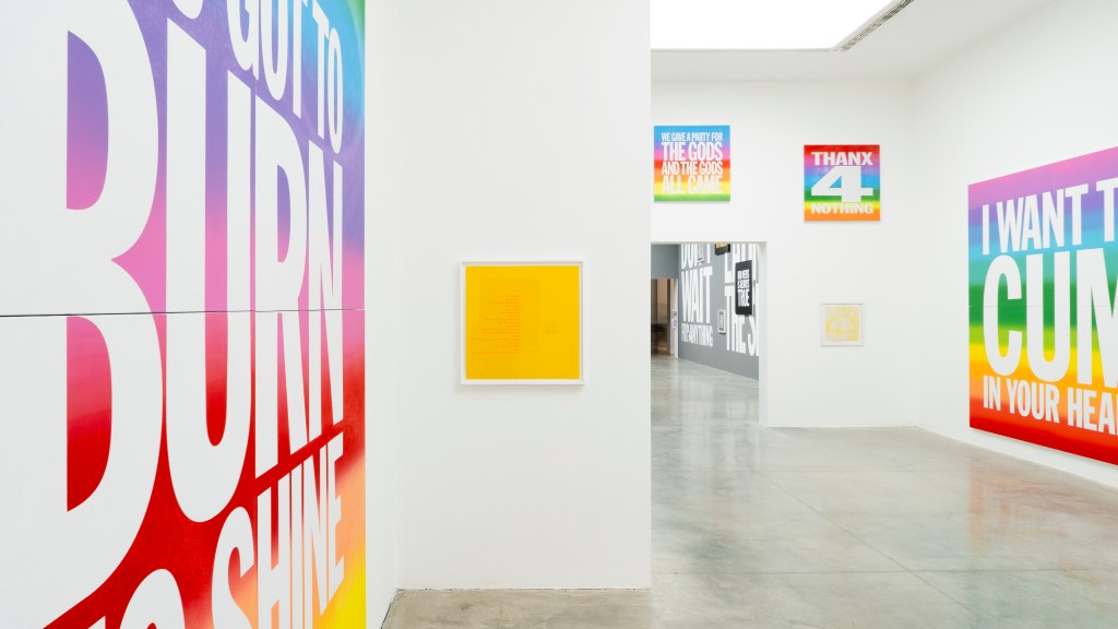 Installation view of the exhibition John Giorno: The Performative Word in the Sala delle Ciminiere at MAMbo – Museo d'Arte Moderna di Bologna.