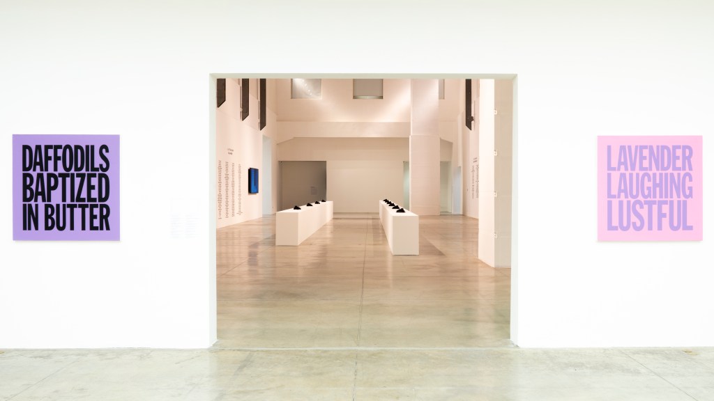 Installation view of the exhibition John Giorno: The Performative Word in the Sala delle Ciminiere at MAMbo – Museo d'Arte Moderna di Bologna.