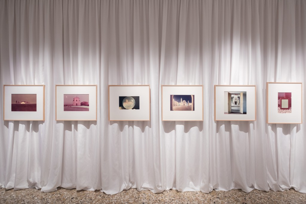 Exhibition view of “Disapparire” at Fondazione Querini Stampalia, Venice, featuring works by Antonio Corradini and Luigi Ghirri.