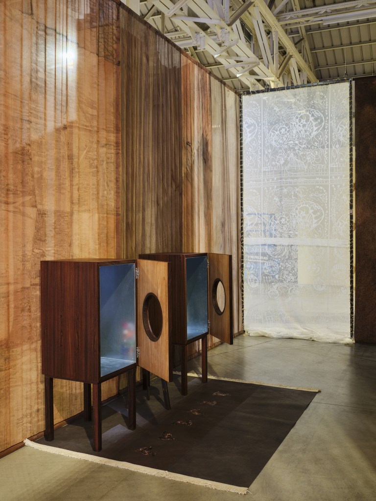 Detail of Corridoio orgonico by Benni Bosetto in an installation at Pirelli HangarBicocca.