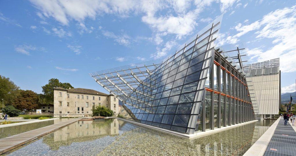 View showing Palazzo delle Albere alongside the MUSE museum building; image courtesy of MUSE Archive.