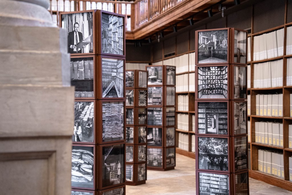 Installation view of Dayanita Singh’s Archivio, presented at the State Archives in Venice in 2026; photograph by Gabriele Boghlic