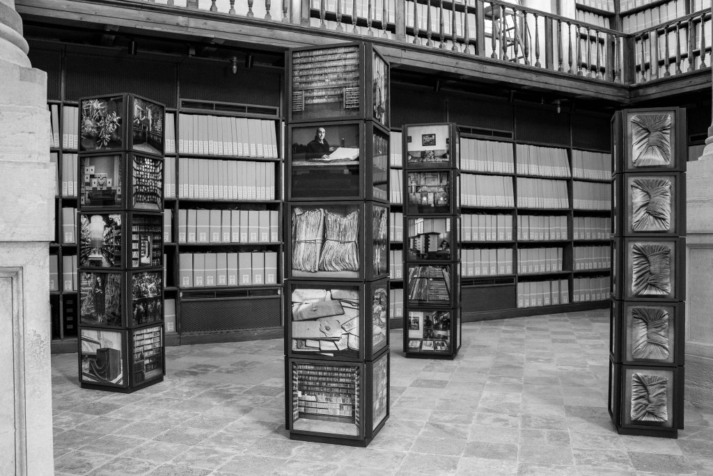 Installation view of Dayanita Singh’s Archivio, presented at the State Archives in Venice in 2026; photograph by Gabriele Boghlic