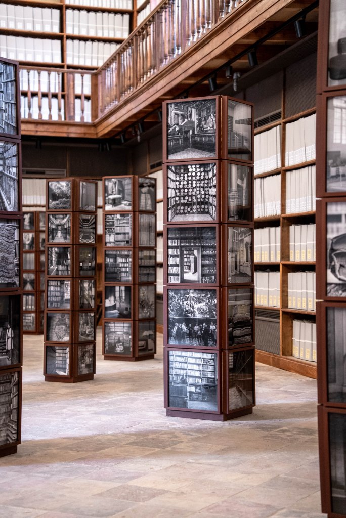 Installation view of Dayanita Singh’s Archivio, presented at the State Archives in Venice in 2026; photograph by Gabriele Boghlic