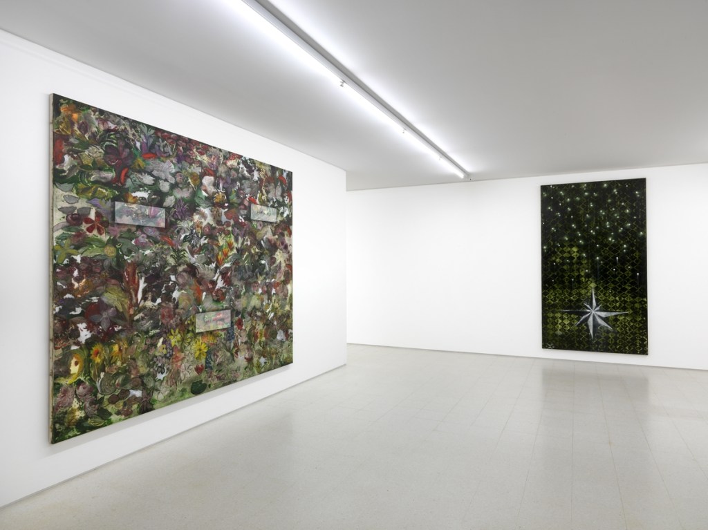 Exhibition gallery displaying artworks by Ross Bleckner.
