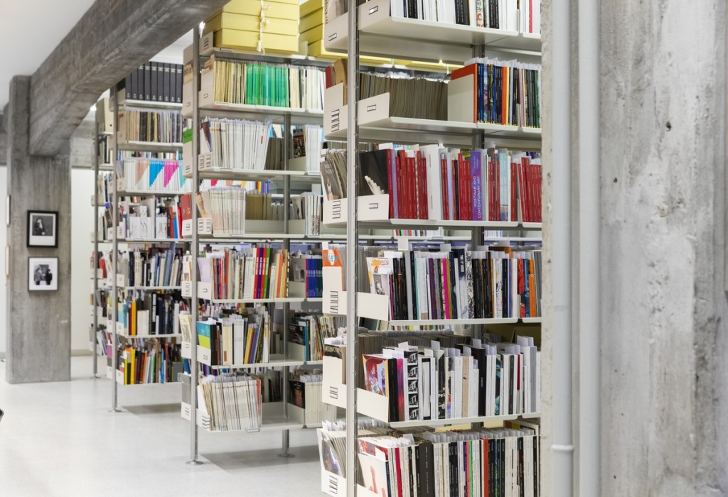 Interior view of the library and archive at Collezione Maramotti.