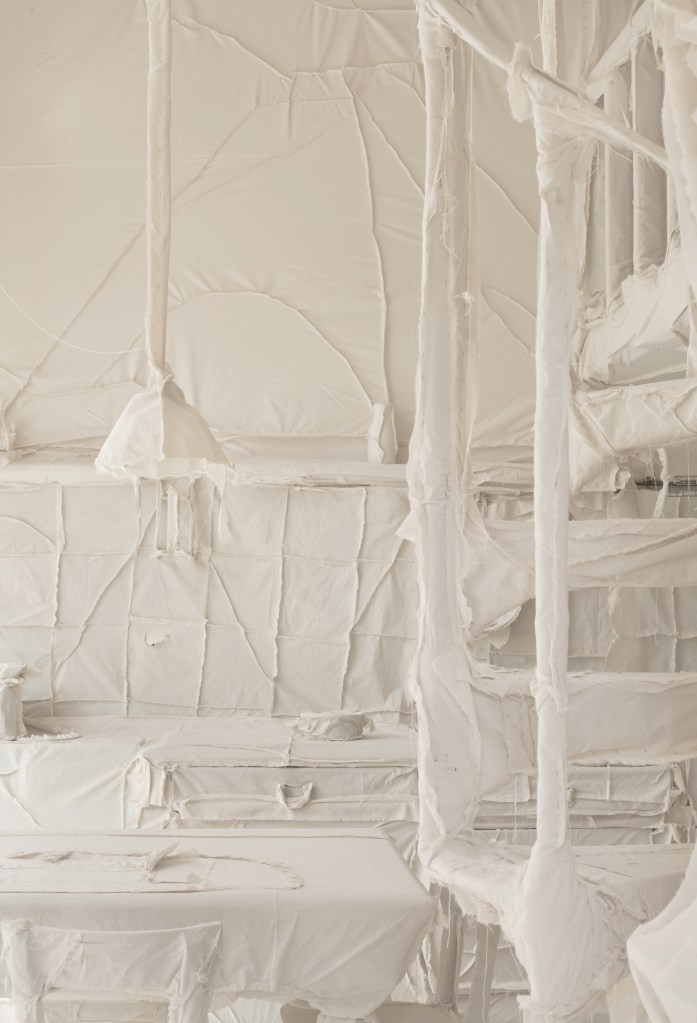 Exhibition view of Ca’ Dora in Venice, 2026, showing the installation within the historic interior spaces. Photo by Giulio Favotto.