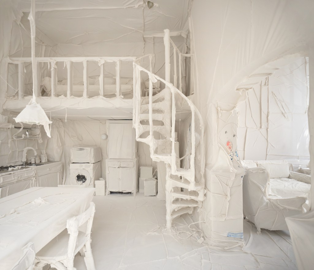 Exhibition view of Ca’ Dora in Venice, 2026, showing the installation within the historic interior spaces. Photo by Giulio Favotto.