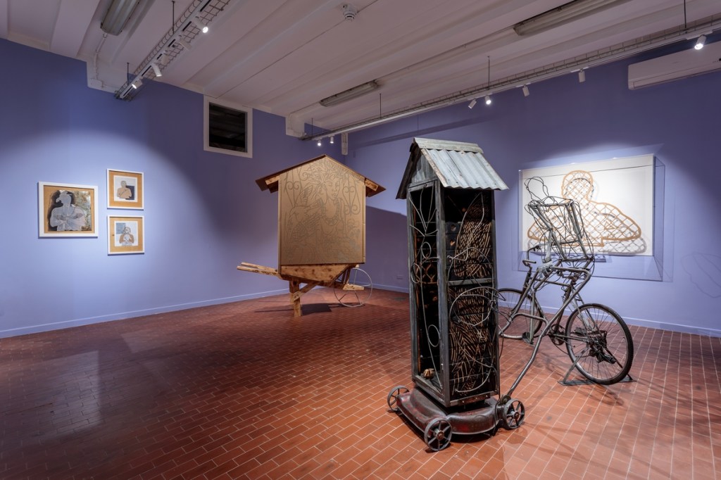 Installation view of The Bahamas Pavilion: In Another Man's Yard – John Beadle, Lavar Munroe, and the Spirit of (Posthumous) Collaboration, featuring works by John Beadle