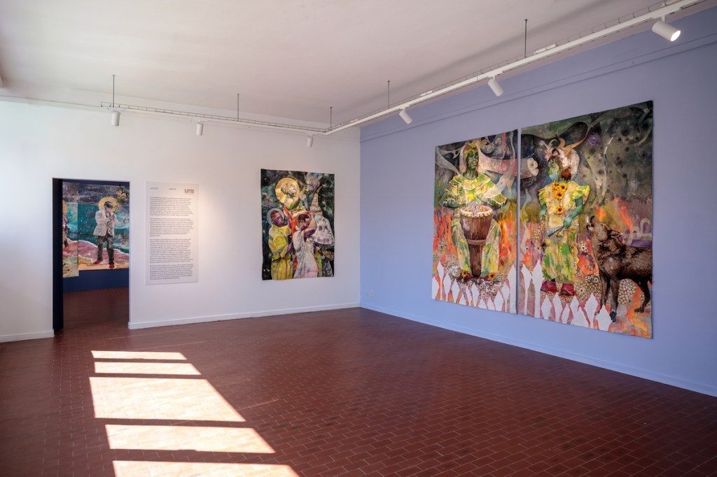 Installation view of The Bahamas Pavilion: In Another Man's Yard – John Beadle, Lavar Munroe, and the Spirit of (Posthumous) Collaboration, featuring works by Lavar Munroe