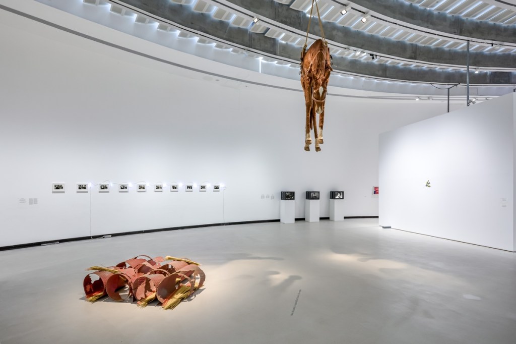 Exhibition view of Tragicomica: Prospettive sull’arte italiana dal secondo Novecento a oggi at MAXXI, Rome (2026); photograph by Simon d’Exea; courtesy of Fondazione MAXXI