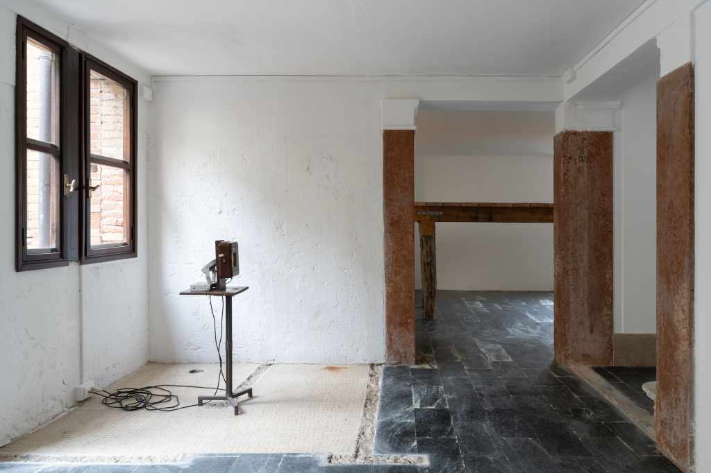 5 Works (installation view): Wide view of the exhibition gallery showing multiple artworks installed throughout the space, with visitors able to experience the relationships between different pieces