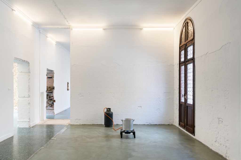 5 Works (installation view): Wide view of the exhibition gallery showing multiple artworks installed throughout the space, with visitors able to experience the relationships between different pieces