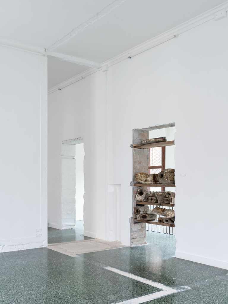 5 Works (installation view): Wide view of the exhibition gallery showing multiple artworks installed throughout the space, with visitors able to experience the relationships between different pieces