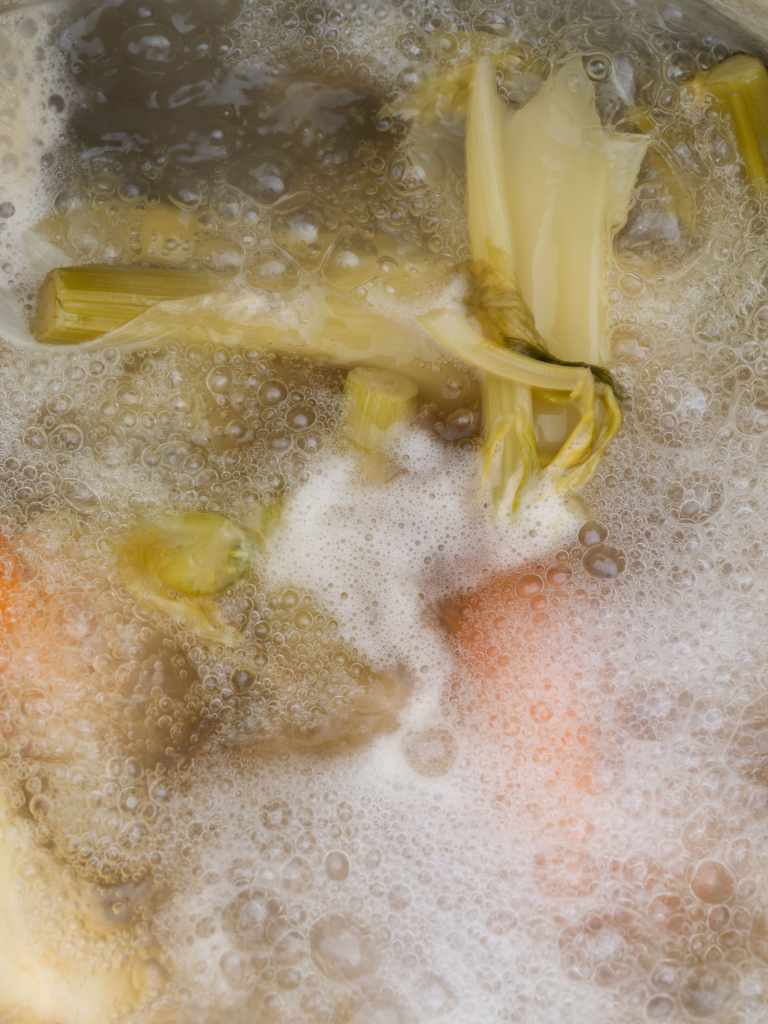 Rock Soup: Detail of the artwork showing its materials and textures in close view, emphasizing the physical qualities of the installation