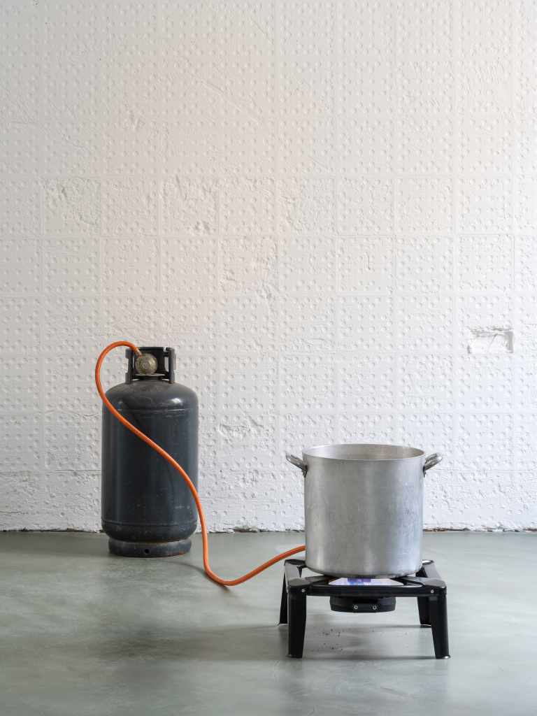 Rock Soup: Detail of the artwork showing its materials and textures in close view, emphasizing the physical qualities of the installation