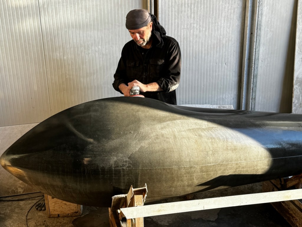Armen Agop working on an artwork for his exhibition at the Egypt Pavilion during the 2026 Venice Biennale. Photo by Karim Kaddal.