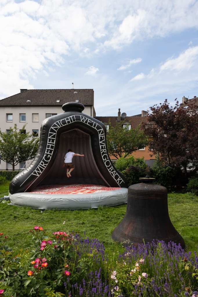 Installation view of kein Geläut (2026) by Marina Naprushkina. Photo: Ivan Erofeev / Manifesta 16 Ruhr