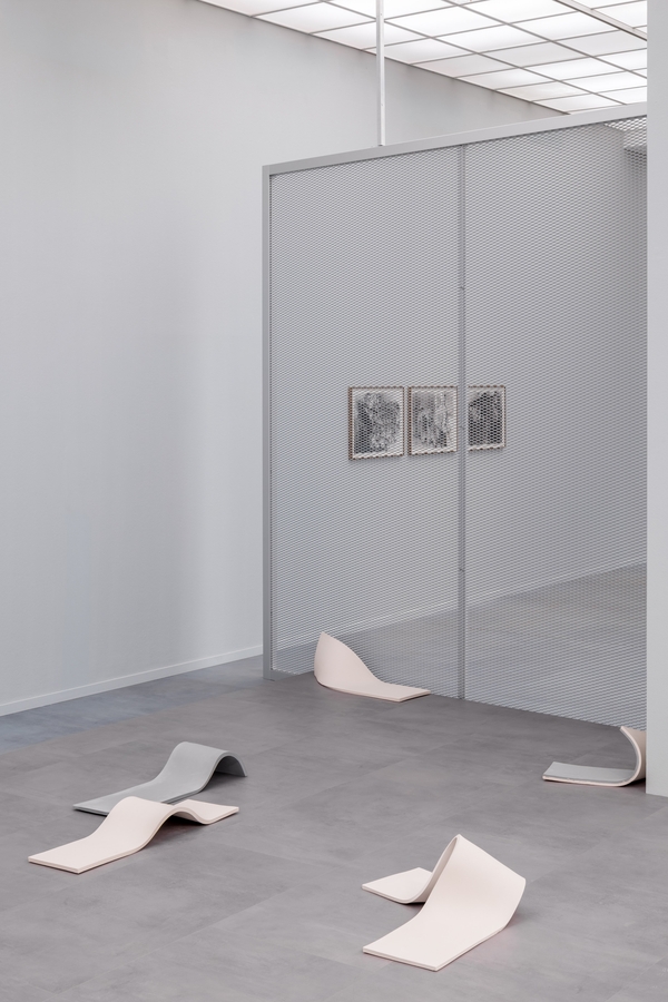 Exhibition view of Matter of Care, Care of Matter at Hamburger Bahnhof, featuring a work by Sophie Uchman